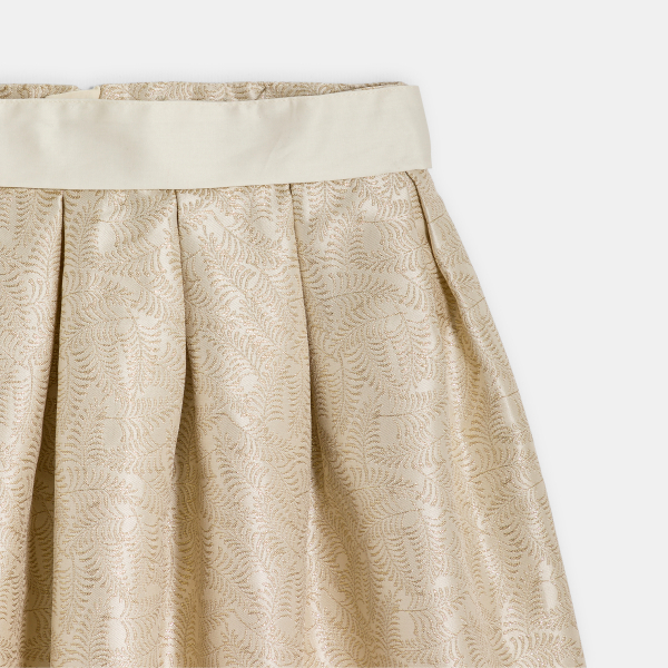 تنورة قصيرة من الجاكار المطرز ذهبية اللون للفتيات